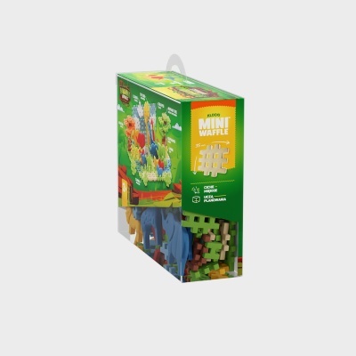 Brinquedo de construção ALDOO MINI WAFFLE em caixa verde com peças coloridas visíveis