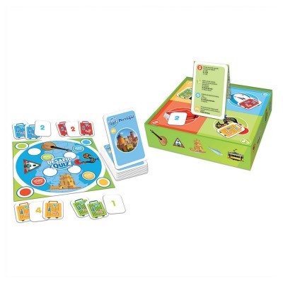 Jogo de tabuleiro 'Desafio Quiz' com cartas e tabuleiro colorido