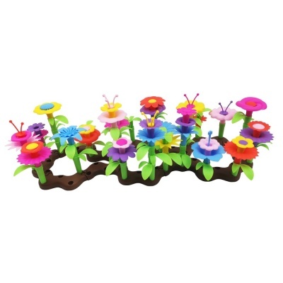 Conjunto de flores coloridas de feltro com base castanha