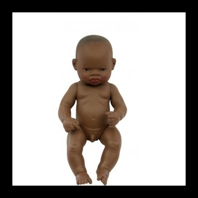 Boneco de bebé nu de vinil castanho escuro