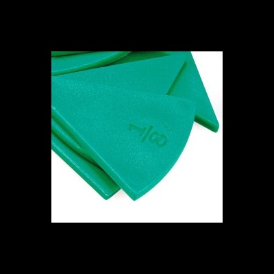 Espátulas triangulares verdes de plástico com marcação '1/8'
