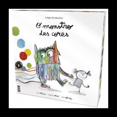 Caixa do jogo de tabuleiro O monstro das cores com ilustração colorida