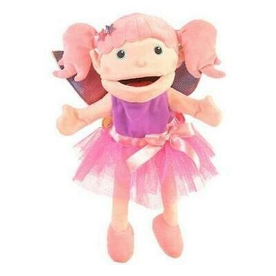 Peluche de boneca com vestido cor-de-rosa e cabelo em rabos