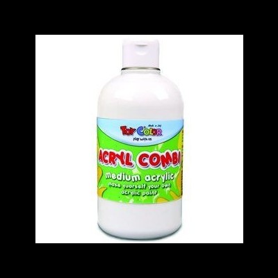 Frasco de tinta acrílica Toy Color com rótulo verde e vermelho