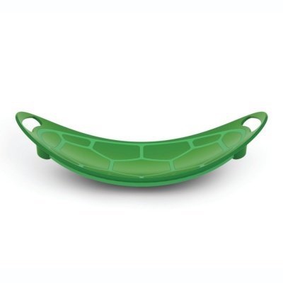 Fruteira ou tabuleiro em plástico verde com padrão tipo casca de tartaruga