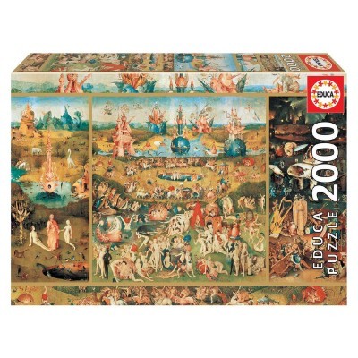 Caixa de puzzle EDUCA 2000 peças com a imagem do tríptico de Hieronymus Bosch 'O Jardim das Delícias Terrenas'