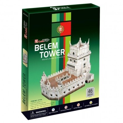 Embalagem de puzzle 3D da Torre de Belém com 46 peças
