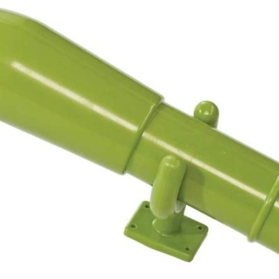 Tubo plástico verde com junta e suporte de fixação