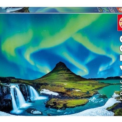 Caixa de puzzle EDUCA 1500 peças com imagem de paisagem natural e aurora boreal