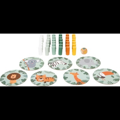 Peças de jogo de madeira com desenhos de animais selvagens