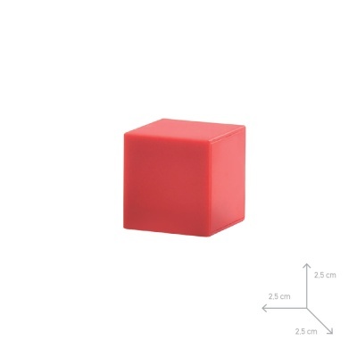 Cubo vermelho macio com 2,5 cm de cada lado