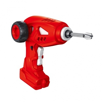 Parafusadeira elétrica vermelha e preta com detalhes prateados