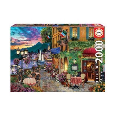 Caixa de quebra-cabeças 2000 peças com imagem pitoresca de rua e lago