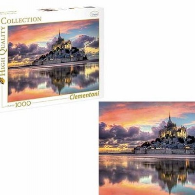 Quebra-cabeças Clementoni 1000 peças com imagem de castelo ao pôr do sol refletido na água