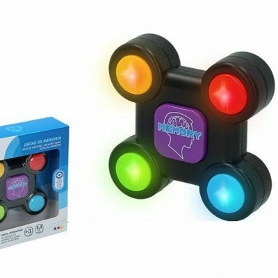 Jogo da memória de botões com luzes coloridas e embalagem