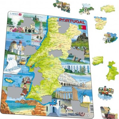 Quebra-cabeças de Portugal com peças ilustradas e texto