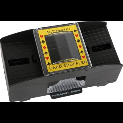 Dispositivo automático de embaralhar cartas preto com tampa amarela