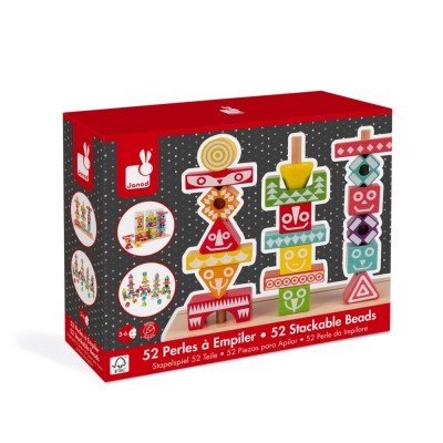 Brinquedo empilhável de 52 peças coloridas em caixa Janod