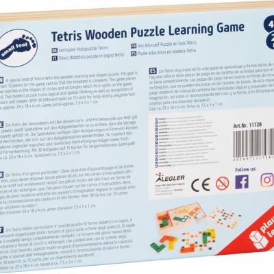 Caixa de jogo educativo Tetris Wooden Puzzle em madeira com 27 peças coloridas
