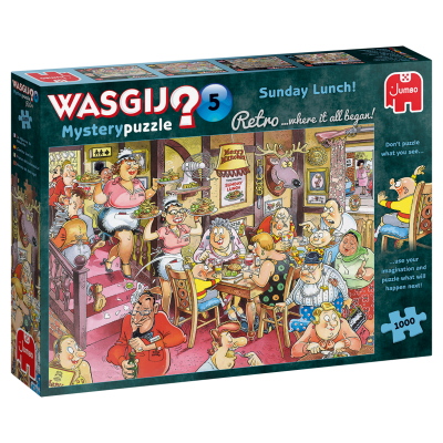 Puzzle WASGIJ Mystery Regular Retro com imagem de restaurante animado e caricatural