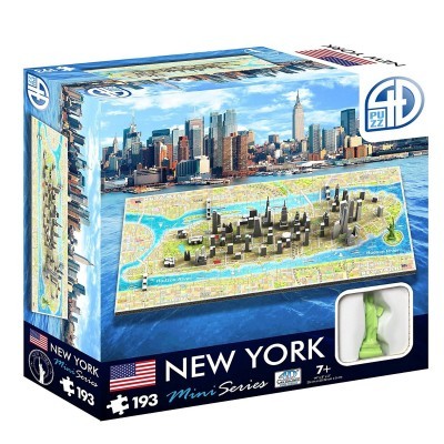 Caixa de puzzle 3D New York Mini Series com 193 peças e miniatura da Estátua da Liberdade