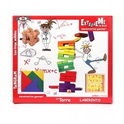 Jogo de empilhar blocos coloridos com embalagem vermelha e branca e ilustrações divertidas