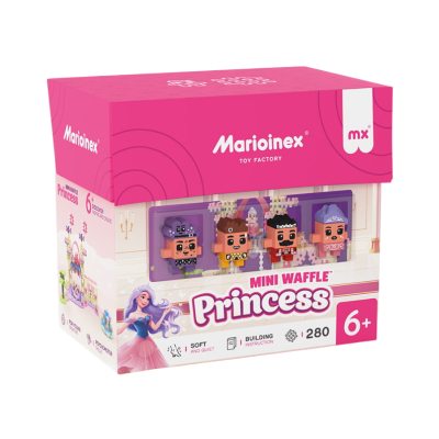 Caixa de conjunto de blocos de construção Marioinex Mini Waffle Princess cor-de-rosa