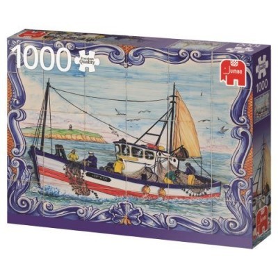 Puzzle 1000 peças barco de pesca tradicional colorido no mar
