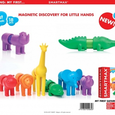 Conjunto de brinquedos de safari magnéticos coloridos para crianças de 1 a 5 anos