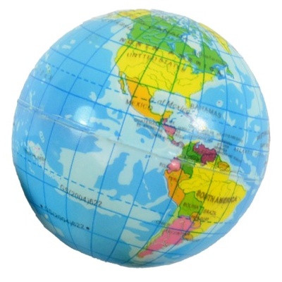 Globo terrestre inflável com mapa colorido da América