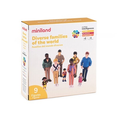 Caixa Miniland com figuras de famílias diversas