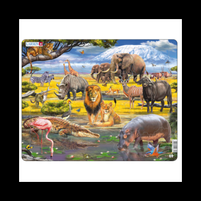 Puzzle Larsen com ilustração de animais da savana africana em cenário natural