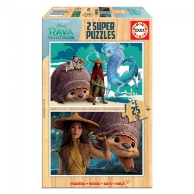 Caixa de quebra-cabeças Disney Raya and the Last Dragon com 2 puzzles de 25 peças cada