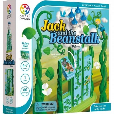 Caixa de jogo educativo Jack and the Beanstalk Deluxe com peças do pé de feijão e castelo azul no topo
