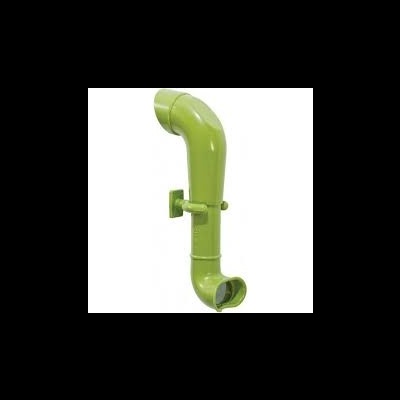 Tubo plástico verde com suporte de montagem na parede