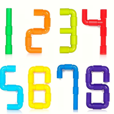 Números coloridos de tubos plásticos articulados de 1 a 8