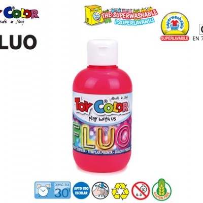 Frasco de tinta guache fluorescente cor rosa da marca Toy Color com tampa branca