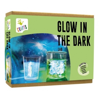 Kit de ciência GLOW IN THE DARK LAB com líquidos brilhantes em recipientes de vidro
