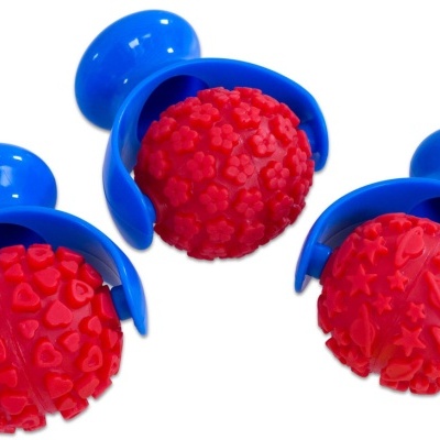 Rolos de massagem manuais azuis com bolas vermelhas texturizadas