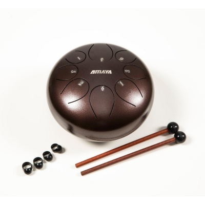 Tambor de aço castanho AMAYA com baquetas e acessórios pretos