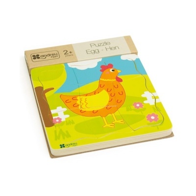 Quebra-cabeça de madeira com imagem de galinha em parque colorido