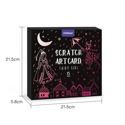 Caixa preta com cartões de arte riscados 'Scratch Art Card Fairy Girl'