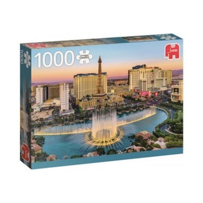 Caixa de quebra-cabeças de 1000 peças com imagem das fontes em Las Vegas