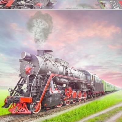 Caixa de puzzle de train a vapor preto e vermelho com 2000 peças da EDUCA