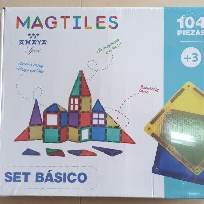 Conjunto básico Magtiles 104 peças coloridas para crianças a partir dos 3 anos