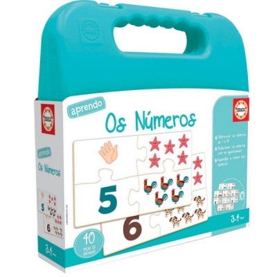 Jogo educativo Os Números com 40 peças, embalagem azul