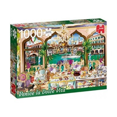 Caixa de quebra-cabeças colorido Jumbo com 1000 peças e cena luxuosa de Veneza.