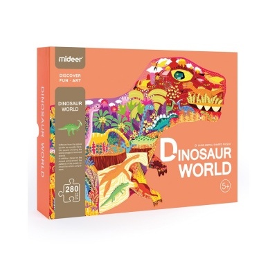 Caixa de puzzle colorido com tema de dinossauros