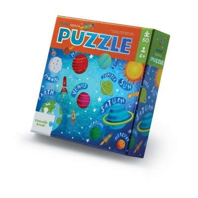 Caixa de puzzle de 60 peças com tema planetas do sistema solar e espaço