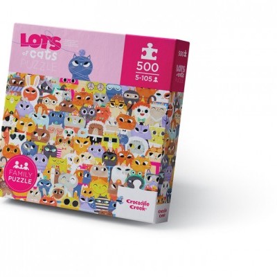 Caixa de puzzle com imagem de muitos gatos coloridos